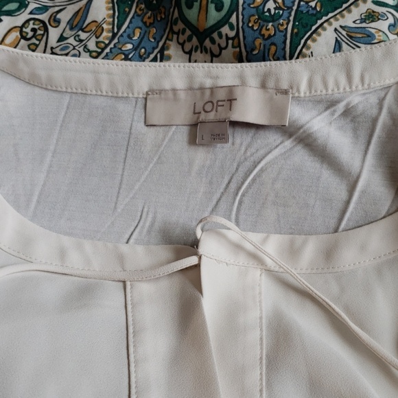 Loft shortsleeve off white large tie blouse - Picture 3 of 4